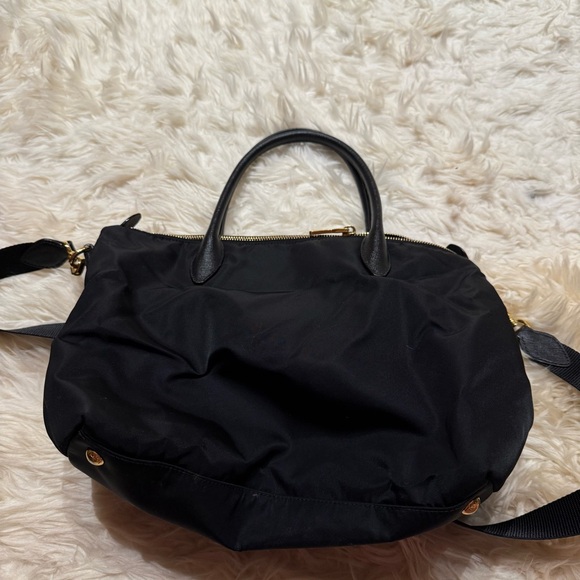 Prada Saffiano Triangle Zip Around Nylon Black Gold Crossbody - Picture 6 of 10